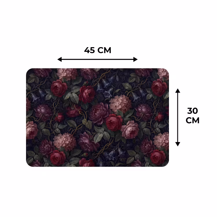 Placemat - 6 stuks - Bloemen - Rood - Klassiek - Donker - Patroon — 3