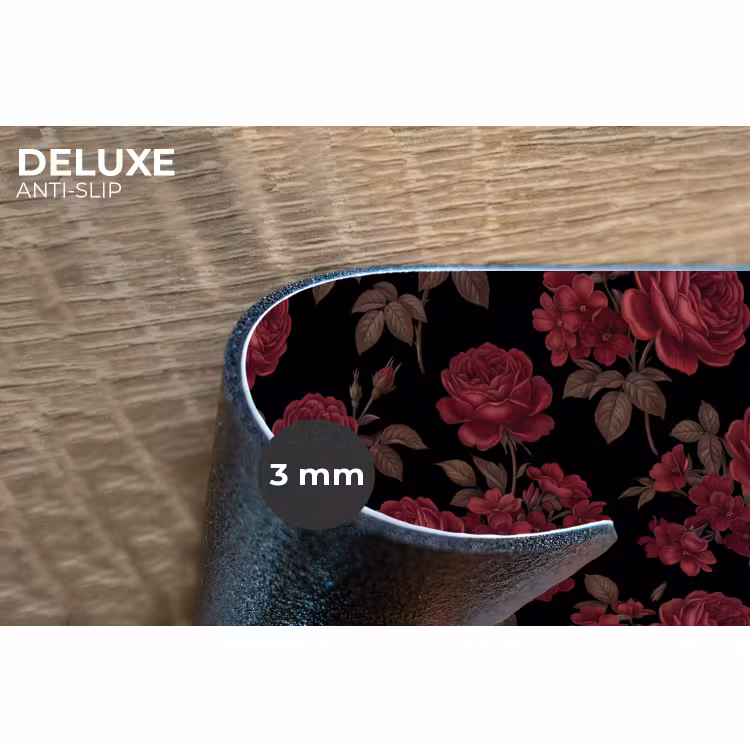 Placemat - 6 stuks - Bloemen - Roos - Patroon - Klassiek - Rood — 4