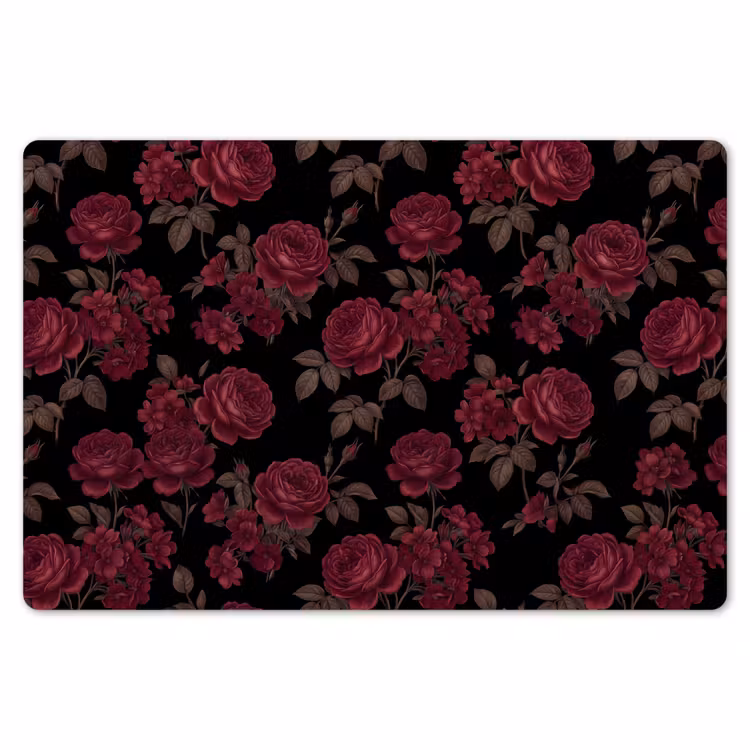 Placemat - 6 stuks - Bloemen - Roos - Patroon - Klassiek - Rood — 7