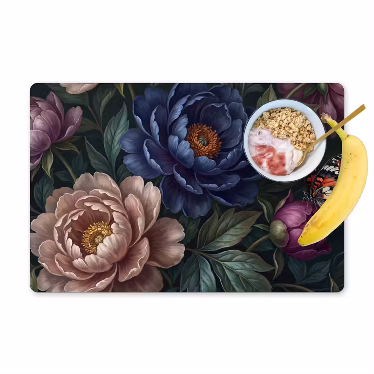 Placemat - 6 stuks - Bloemen - Vlinder - Natuur - Modern - Paars — 1