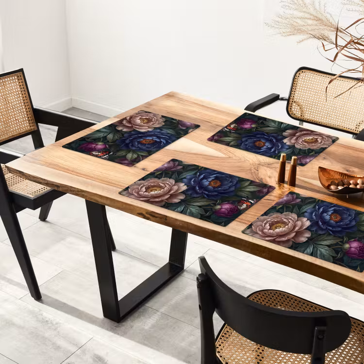 Placemat - 6 stuks - Bloemen - Vlinder - Natuur - Modern - Paars — 5