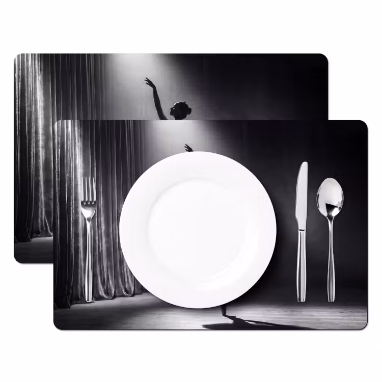 Placemat - 6 stuks - Danser - Podium - Zwart-wit - Kunst - Klassiek — 2