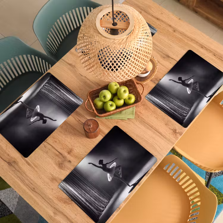 Placemat - 6 stuks - Danser - Podium - Zwart-wit - Kunst - Klassiek — 6