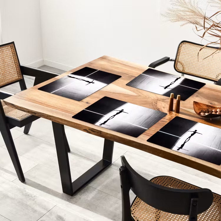 Placemat - 6 stuks - Danser - Silhouette - Kunst - Modern - Zwart-wit — 5