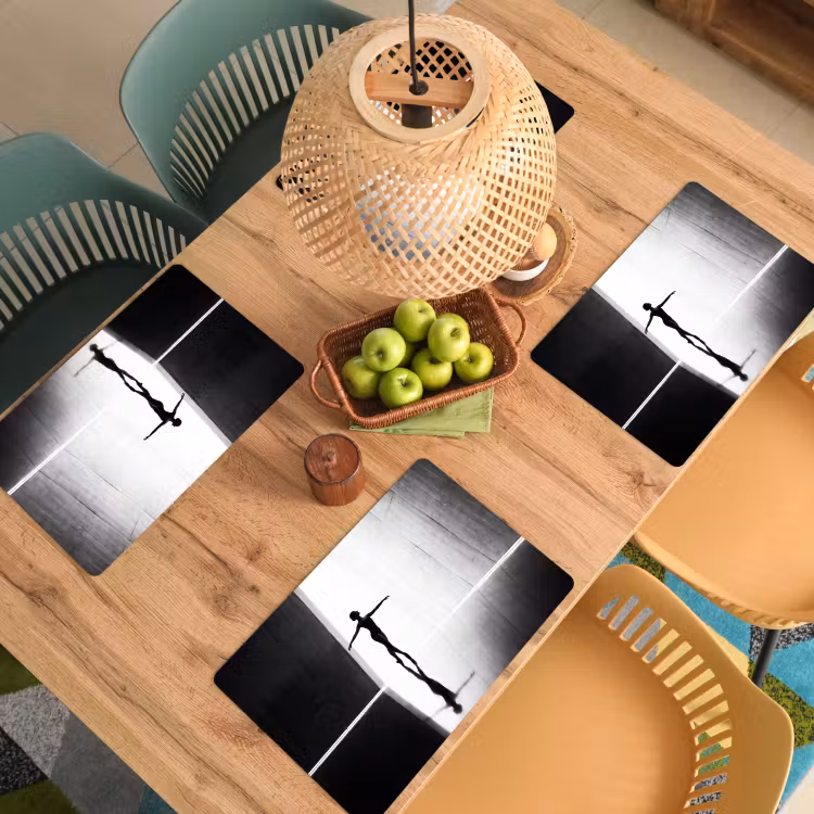 Placemat - 6 stuks - Danser - Silhouette - Kunst - Modern - Zwart-wit — 6