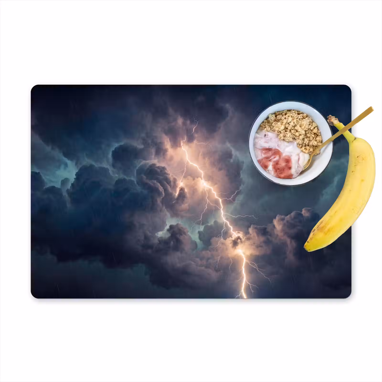 Placemat - 6 stuks - Bliksem - Storm - Natuur - Donker — 1
