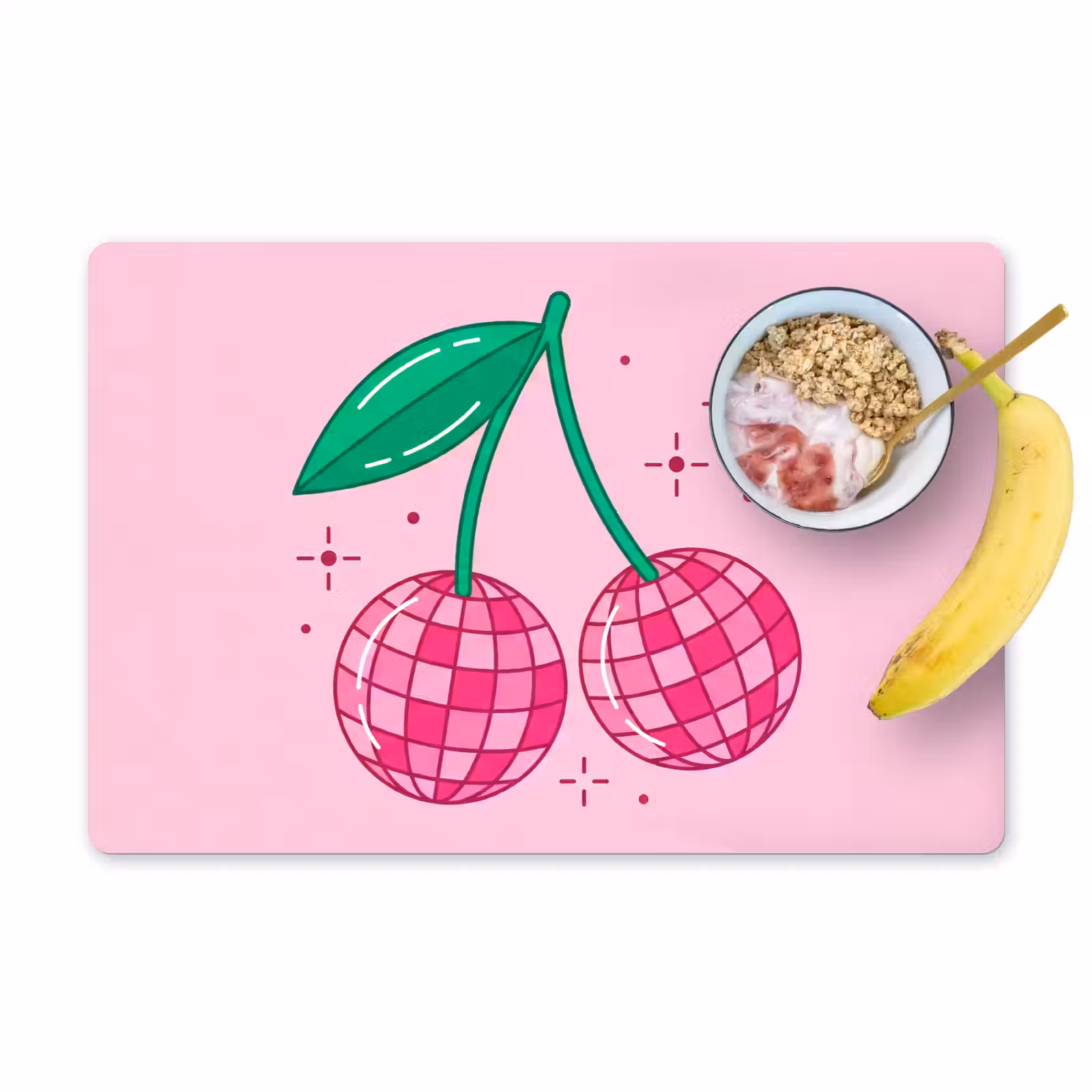 Placemat - 6 stuks - Decoratie - Disco-bal - Feest - Roze — 1
