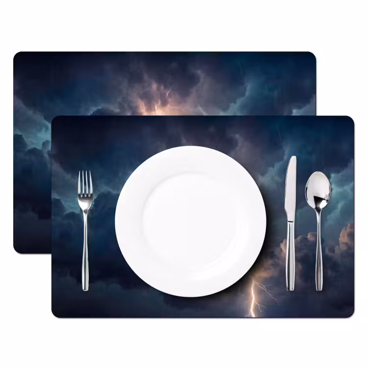 Placemat - 6 stuks - Bliksem - Storm - Natuur - Donker — 2