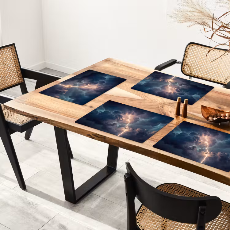 Placemat - 6 stuks - Bliksem - Storm - Natuur - Donker — 5