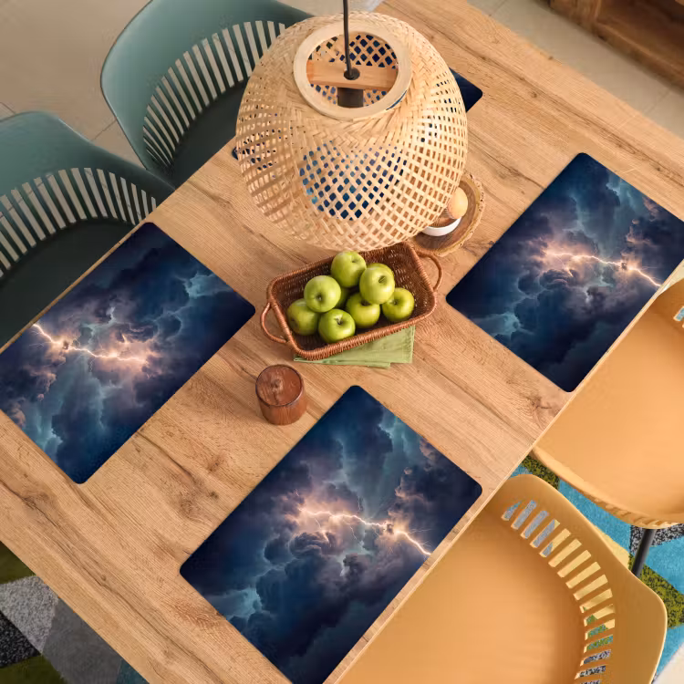 Placemat - 6 stuks - Bliksem - Storm - Natuur - Donker — 6