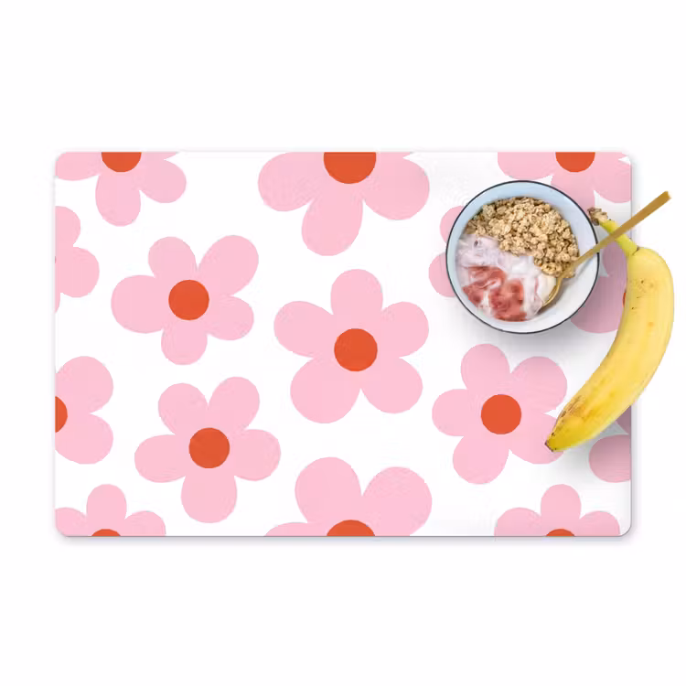 Placemat - 6 stuks - Bloemen - Patroon - Modern - Roze - Wit — 1