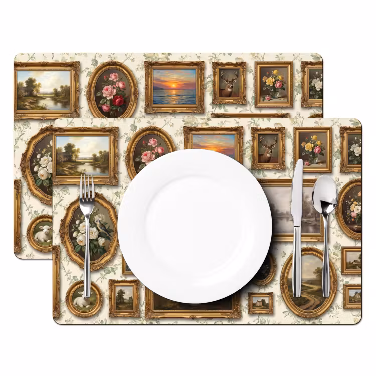 Placemat - 6 stuks - Bloemen - Roze - Stilleven - Klassiek — 2