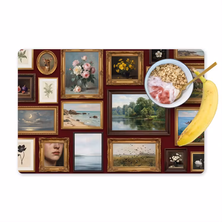 Placemat - 6 stuks - Bloemen - Vaas - Klassiek - Kunst - Rood — 1