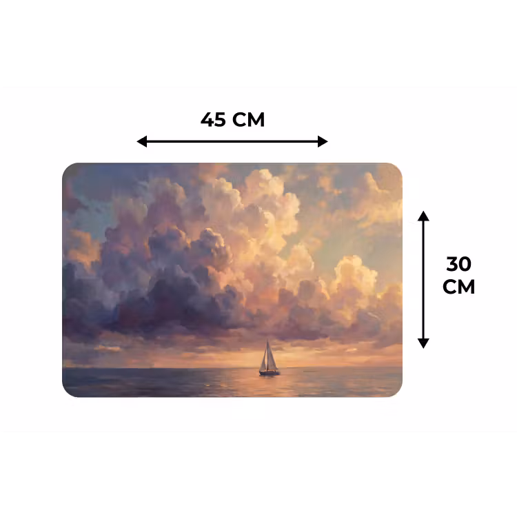 Placemat - 6 stuks - Boot - Zonsondergang - Zee - Natuur - Goud — 3