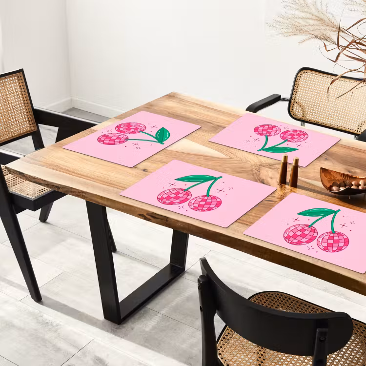 Placemat - 6 stuks - Decoratie - Disco-bal - Feest - Roze — 5