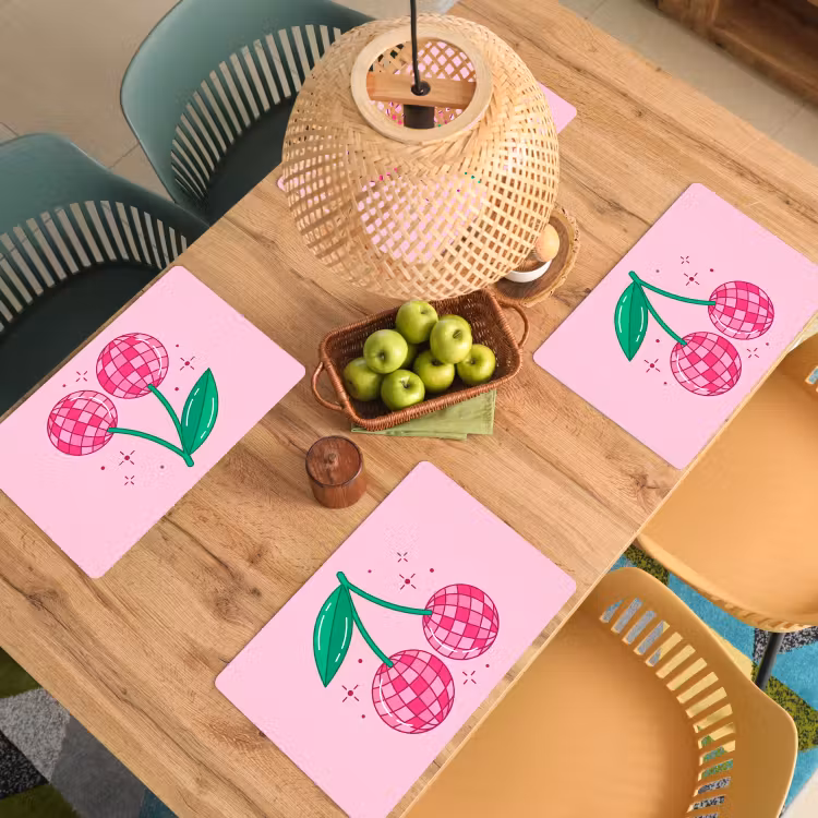 Placemat - 6 stuks - Decoratie - Disco-bal - Feest - Roze — 6