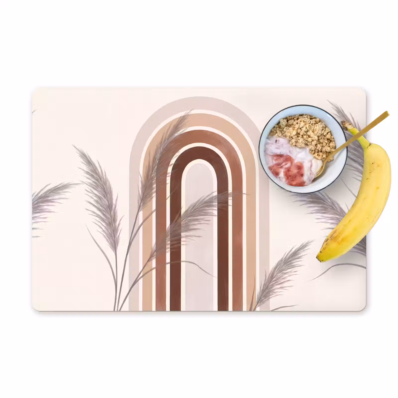 Placemat - 6 stuks - Abstract - Bogen - Plant - Boho - Beige — 1