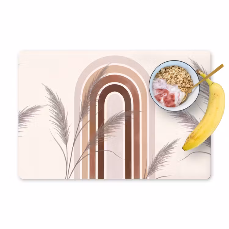 Placemat - 6 stuks - Abstract - Bogen - Plant - Boho - Beige — 1