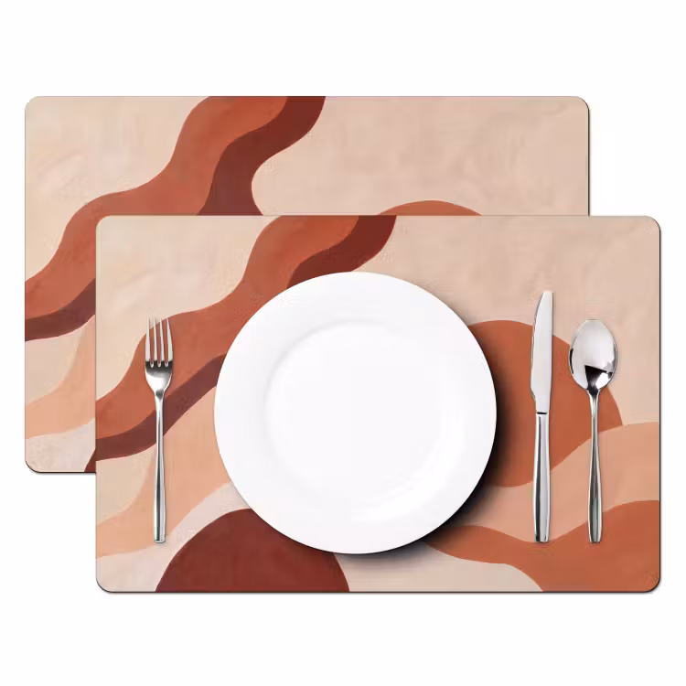 Placemat - 6 stuks - Abstract - Vormen - Organisch - Aardetinten - Modern — 2
