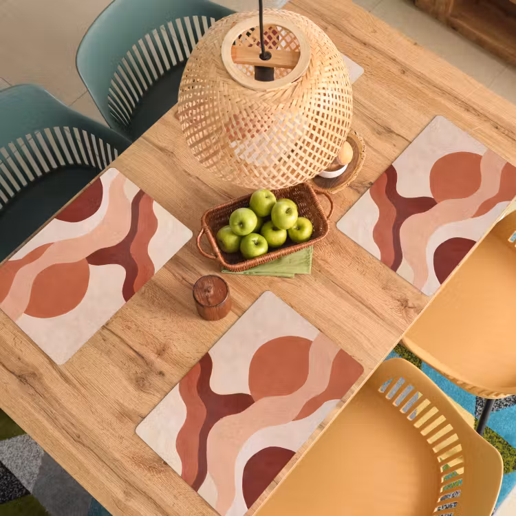 Placemat - 6 stuks - Abstract - Vormen - Organisch - Aardetinten - Modern — 6