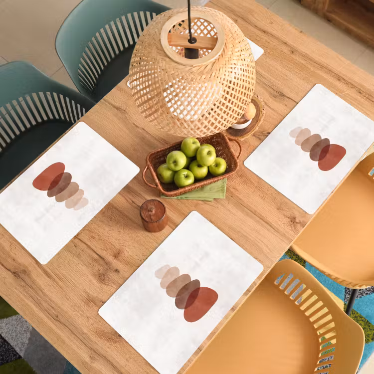 Placemat - 6 stuks - Abstractie - Gestapeld - Balans - Modern - Aardetinten — 6