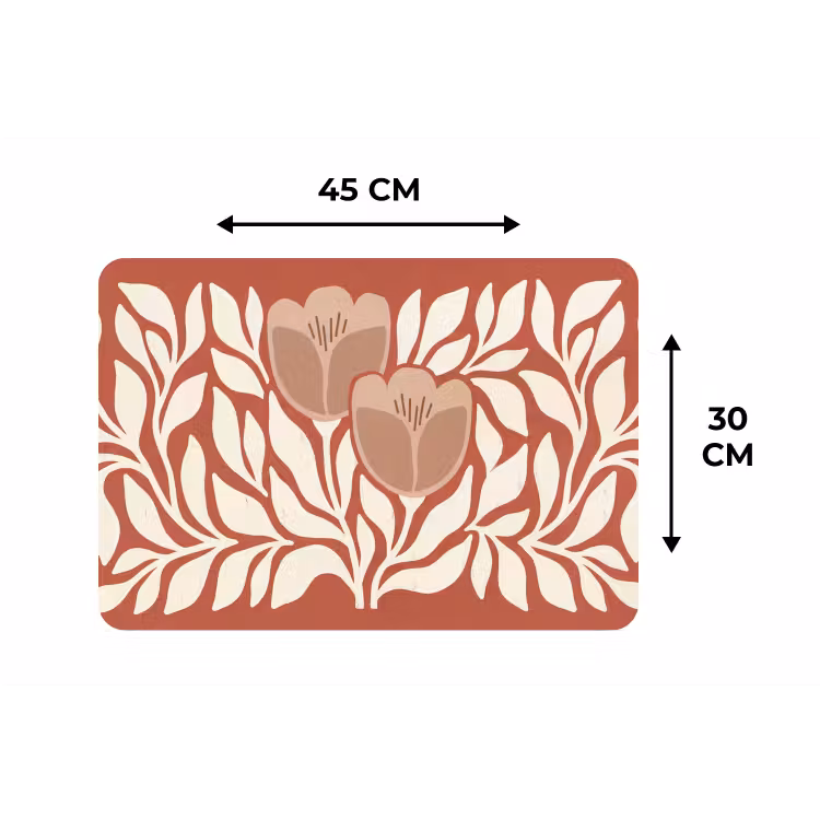 Placemat - 6 stuks - Bloemen - Abstract - Modern - Beige - Natuur — 3