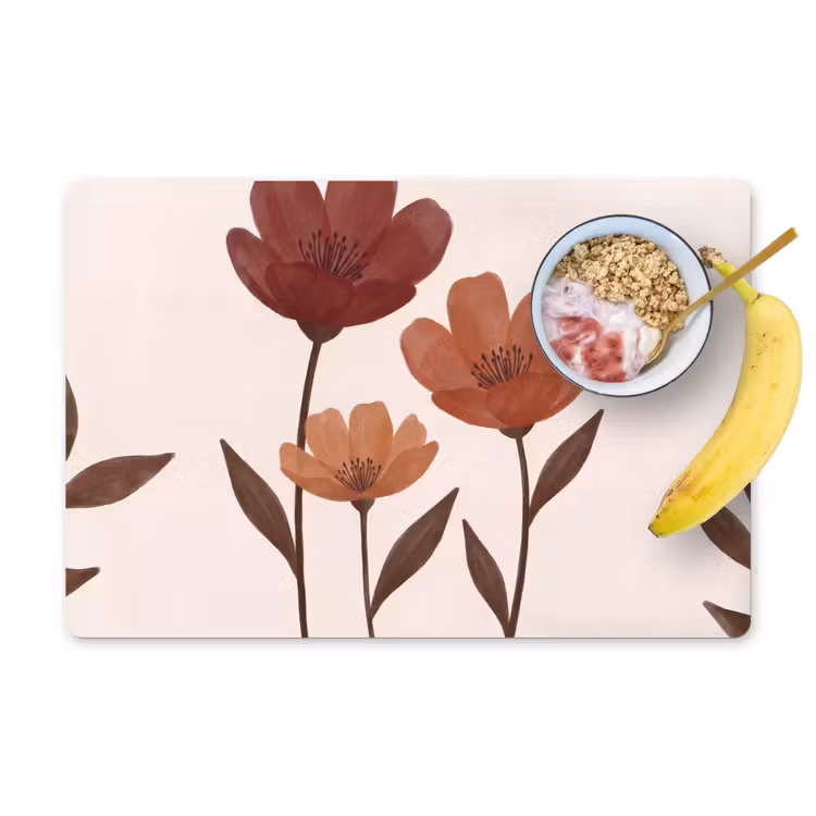 Placemat - 6 stuks - Bloemen - Abstract - Modern - Bruin - Decoratief — 1