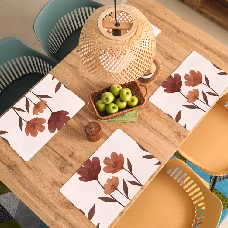 Placemat - 6 stuks - Bloemen - Abstract - Modern - Bruin - Decoratief — 6