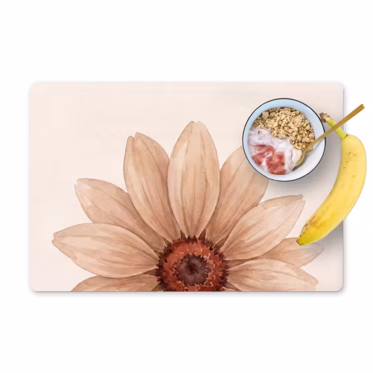 Placemat - 6 stuks - Bloemen - Bloemblad - Natuur - Aquarel - Beige — 1