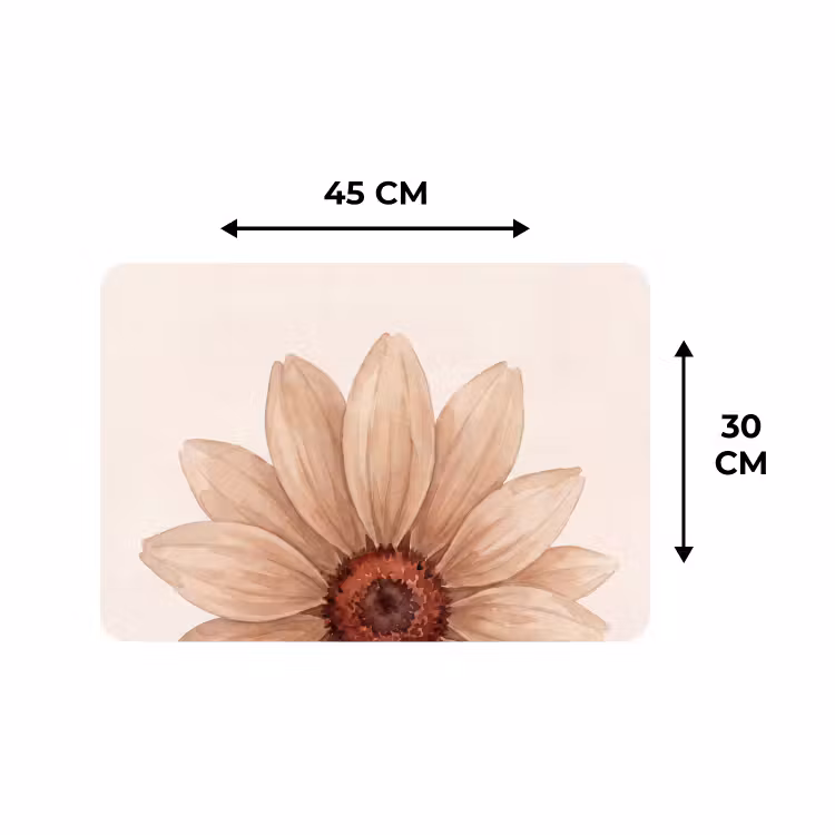 Placemat - 6 stuks - Bloemen - Bloemblad - Natuur - Aquarel - Beige — 3