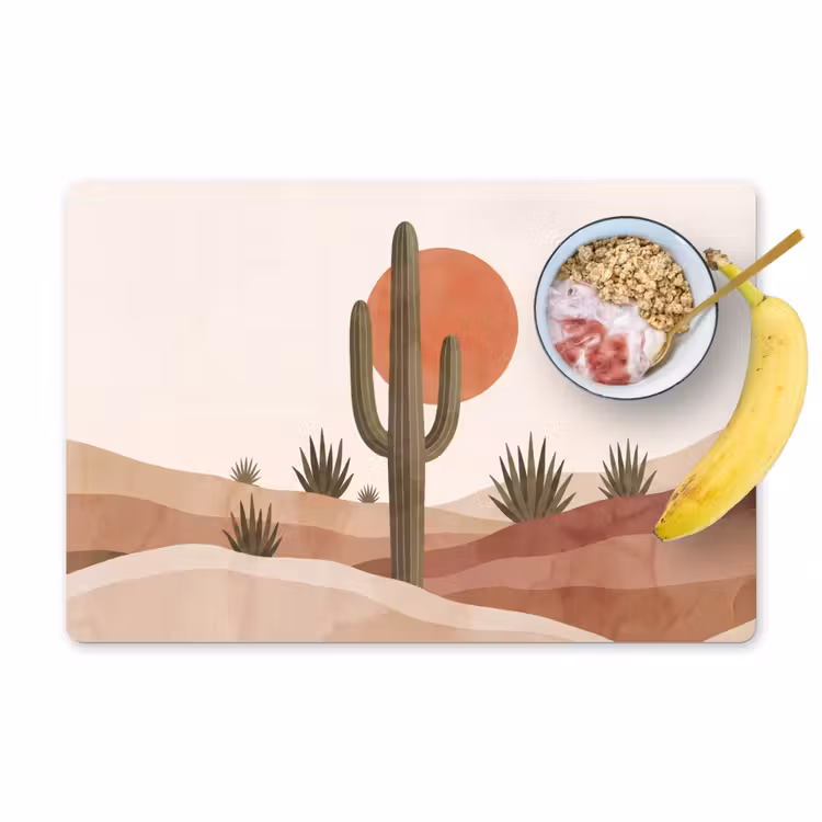 Placemat - 6 stuks - Cactus - Duinen - Modern - Landschap - Groen — 1