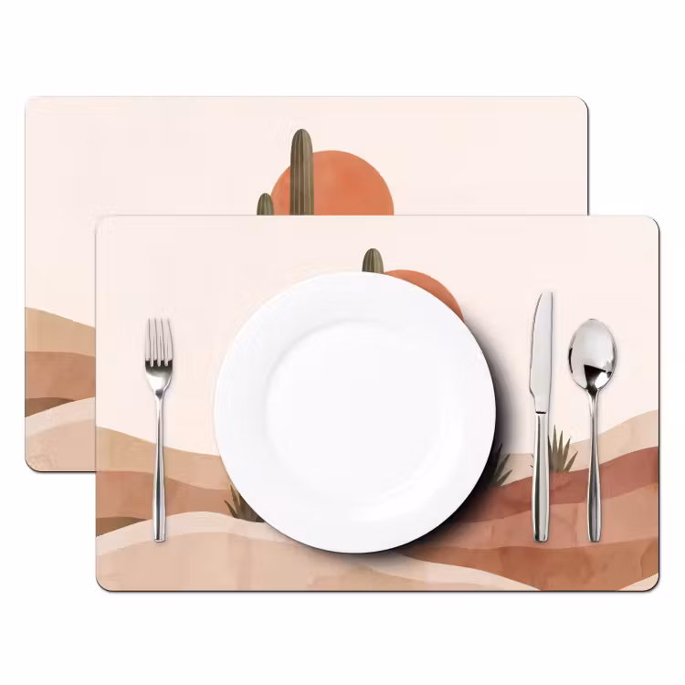 Placemat - 6 stuks - Cactus - Duinen - Modern - Landschap - Groen — 2