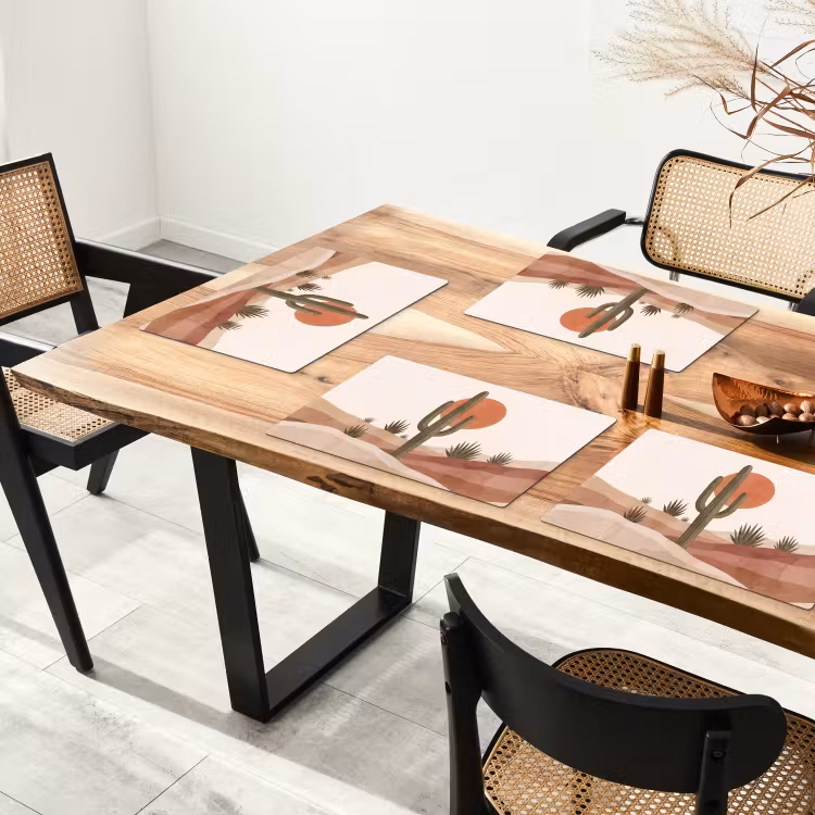 Placemat - 6 stuks - Cactus - Duinen - Modern - Landschap - Groen — 5