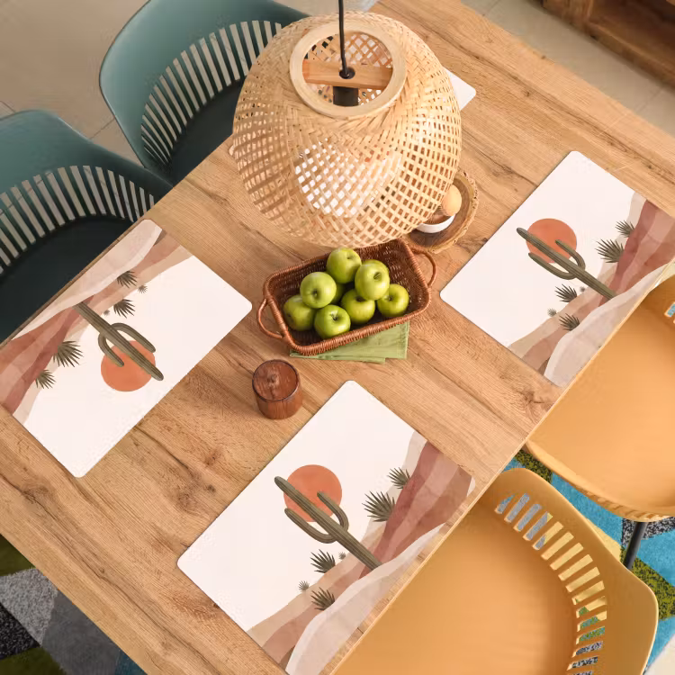 Placemat - 6 stuks - Cactus - Duinen - Modern - Landschap - Groen — 6