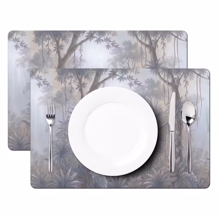 Placemat - 6 stuks - Aap - Boom - Jungle - Natuur - Grijs — 2