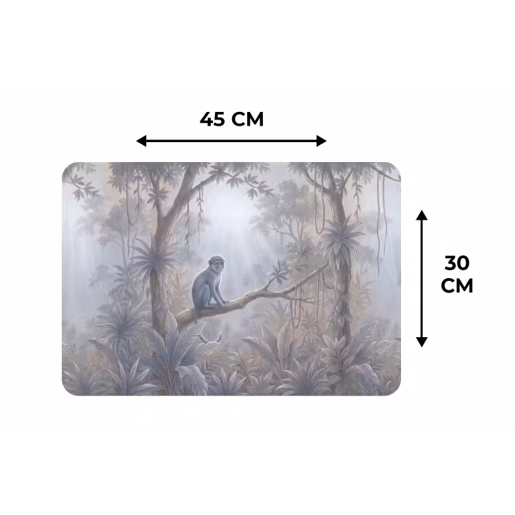 Placemat - 6 stuks - Aap - Boom - Jungle - Natuur - Grijs — 3