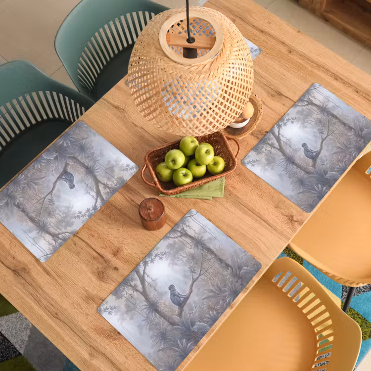 Placemat - 6 stuks - Aap - Boom - Jungle - Natuur - Grijs — 6