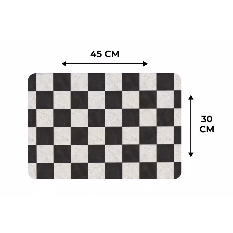 Placemat - 6 stuks - Dambord - Marmer - Zwart - Wit — 3