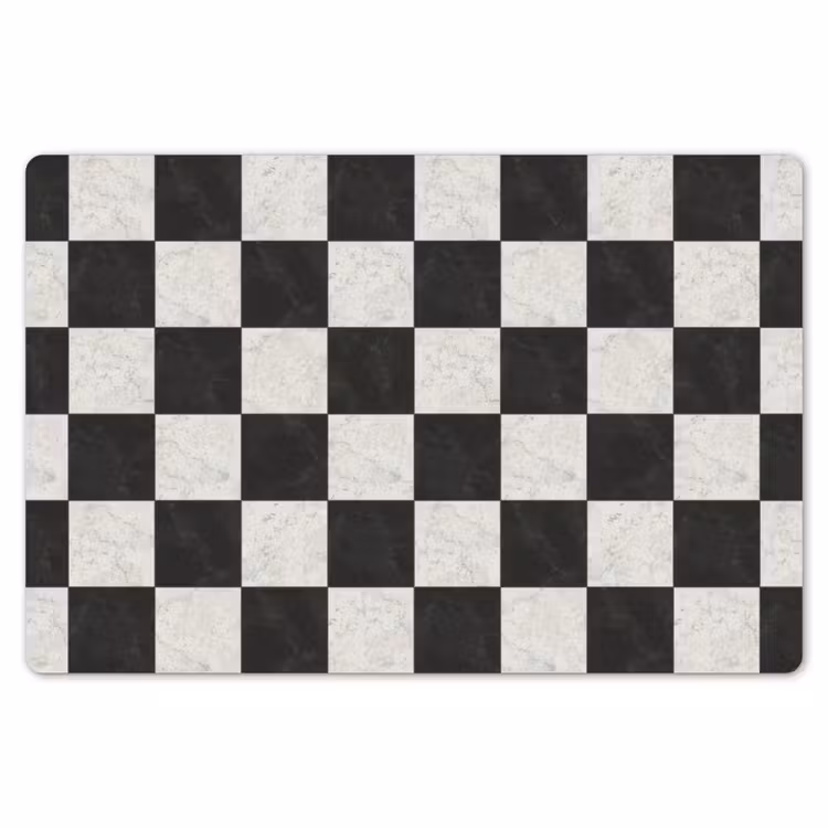 Placemat - 6 stuks - Dambord - Marmer - Zwart - Wit — 7