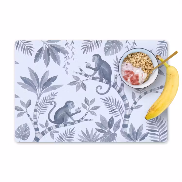 Placemat - 6 stuks - Aap - Boom - Bladeren - Jungle - Illustratie — 1