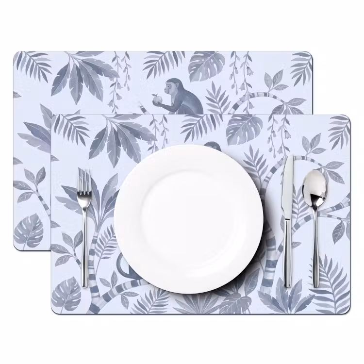 Placemat - 6 stuks - Aap - Boom - Bladeren - Jungle - Illustratie — 2