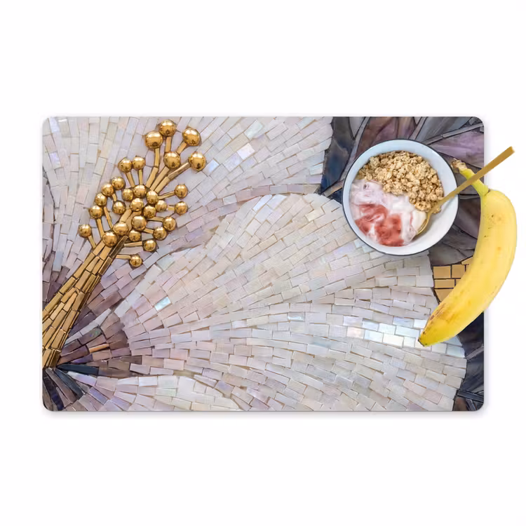 Placemat - 6 stuks - Bloemen - Mozaïek - Kunst - Modern - Goud — 1