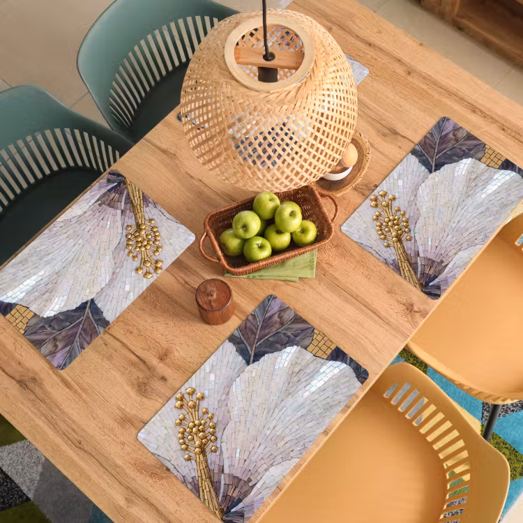 Placemat - 6 stuks - Bloemen - Mozaïek - Kunst - Modern - Goud — 6