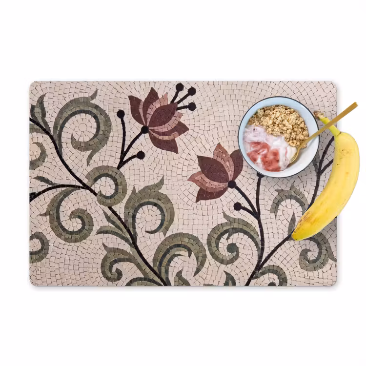 Placemat - 6 stuks - Bloemen - Mozaïek - Patroon - Abstract - Groen — 1
