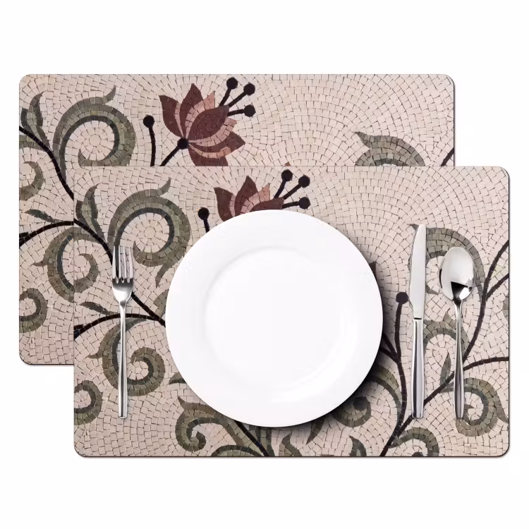 Placemat - 6 stuks - Bloemen - Mozaïek - Patroon - Abstract - Groen — 2