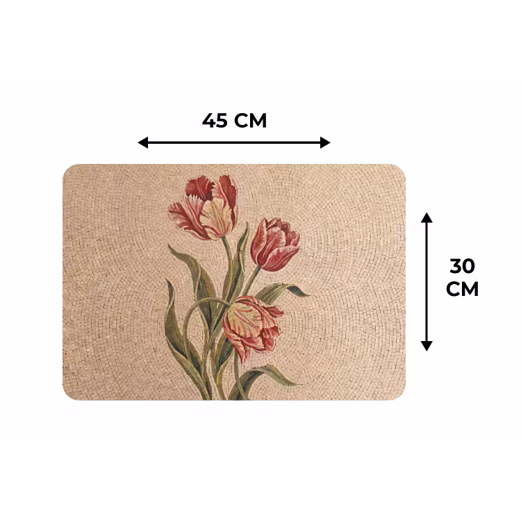 Placemat - 6 stuks - Bloemen - Mozaïek - Rood - Groen - Kunst — 3