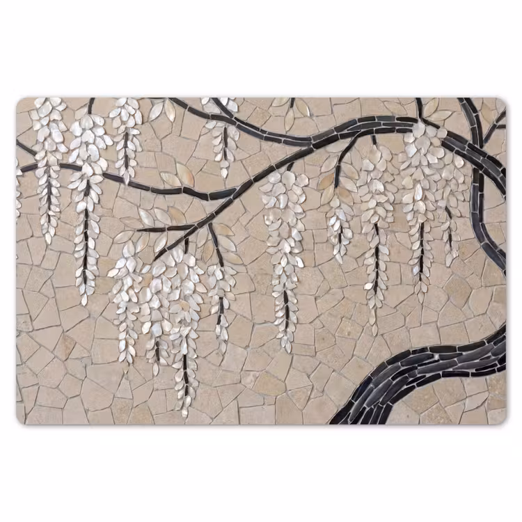 Placemat - 6 stuks - Boom - Bloemen - Mozaïek - Kunst - Wit — 7