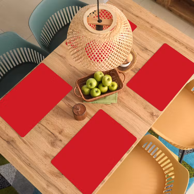 Placemat - 6 stuks - Crimson - Velvet - Rood — 6