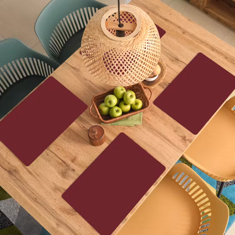 Placemat - 6 stuks - Dark - Garnet - Rood — 6