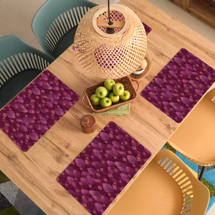 Placemat - 6 stuks - Bladeren - Patroon - Burgundy — 6